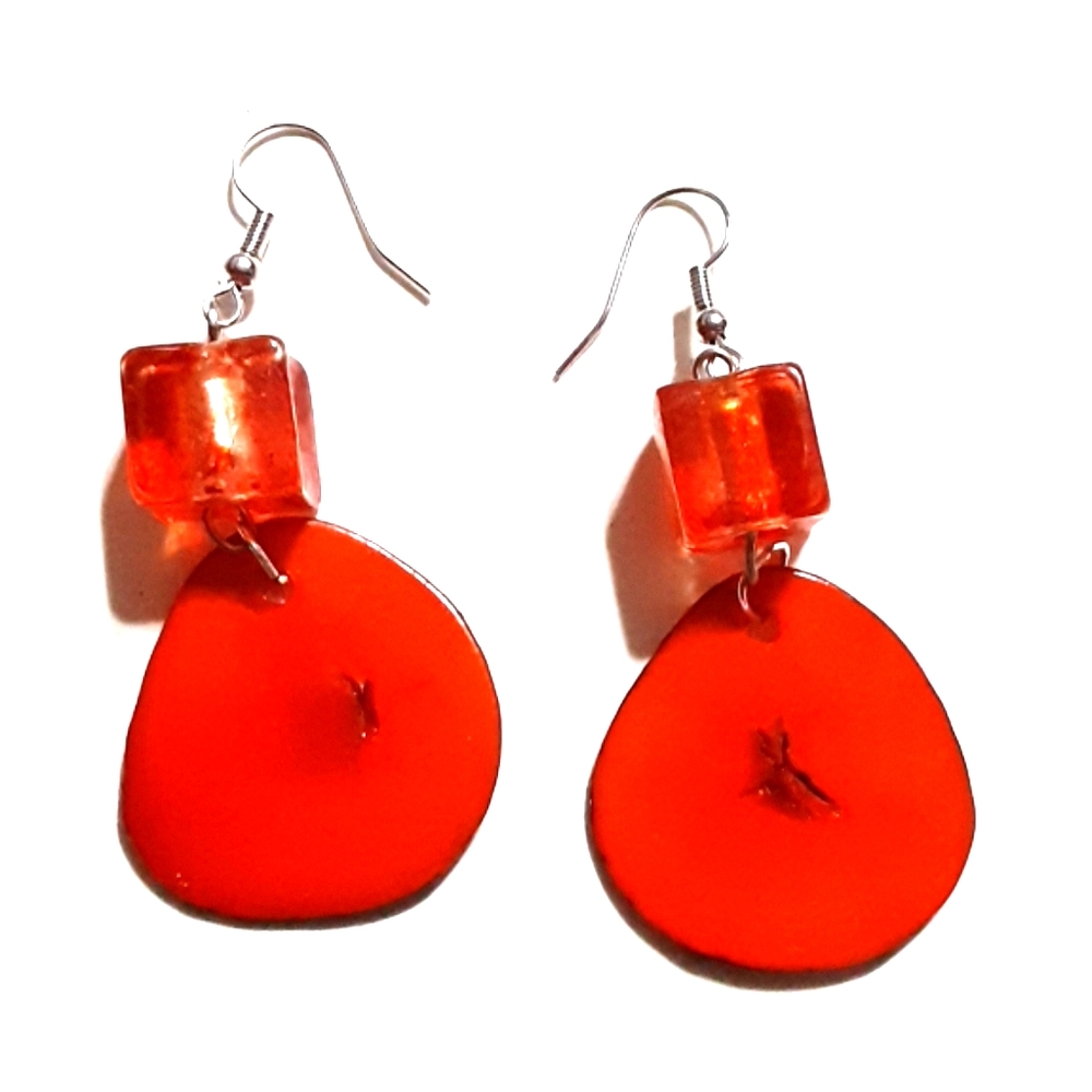 Fun Dazzling Bright Orange Earrings